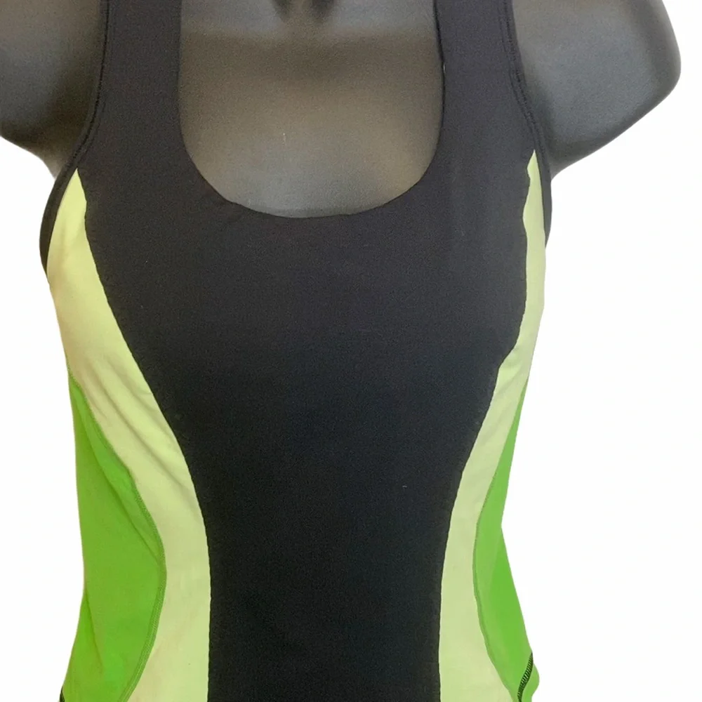 Lululemon Cardio Kick Racerback Tank Top Black Lime Green Size 6